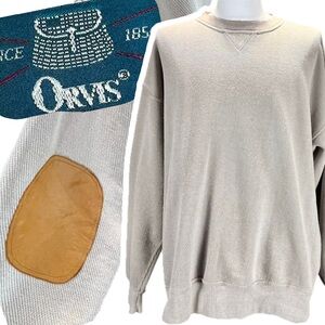 VINTAGE Orvis men’s thermal oversized sweater sweatshirt elbow pads‎ outdoors